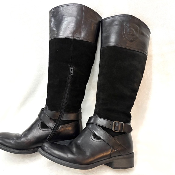 ALDO TALL BLACK SUEDE KNEE HIGH EQUESTRIAN RIDING BOOTS BUCKLE SZ 6.5 - Picture 13 of 14